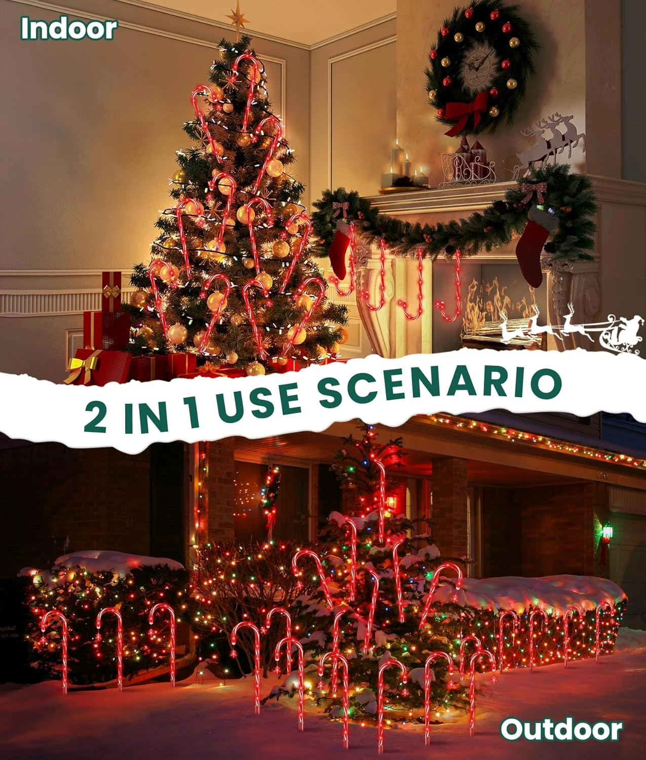 Solar Powered Mini Christmas Lights with 8 Modes, IP65 Waterproof
